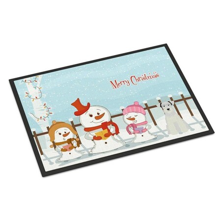 Carolines Treasures Merry Christmas Carolers Miniature Schanuzer White Indoor or Outdoor Mat, 24 x 0.25 x 36 in. BB2384JMAT